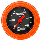 GAFFRIG 2 INCH MECHANICAL FUEL PRESSURE 0-100 PSI GAUGE STEP RIM (002) / ORANGE / BLACK