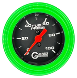 GAFFRIG 2 INCH MECHANICAL FUEL PRESSURE 0-100 PSI GAUGE STEP RIM (002) / LIME GREEN / BLACK
