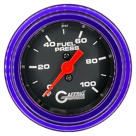 GAFFRIG 2 INCH MECHANICAL FUEL PRESSURE 0-100 PSI GAUGE STEP RIM (002) / PURPLE / BLACK