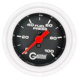 GAFFRIG 2 INCH MECHANICAL FUEL PRESSURE 0-100 PSI GAUGE STEP RIM (002) / WHITE / BLACK