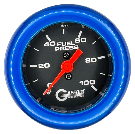 GAFFRIG 2 INCH MECHANICAL FUEL PRESSURE 0-100 PSI GAUGE FAT RIM (218) / BLUE / BLACK