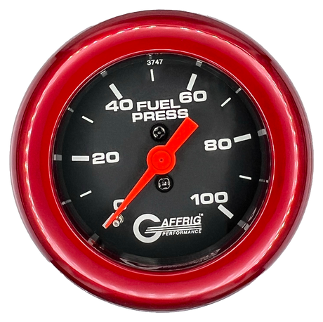 GAFFRIG 2 INCH MECHANICAL FUEL PRESSURE 0-100 PSI GAUGE FAT RIM (218) / RED / BLACK