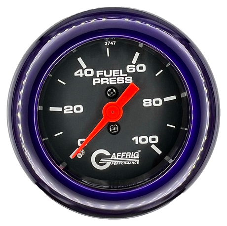 GAFFRIG 2 INCH MECHANICAL FUEL PRESSURE 0-100 PSI GAUGE FAT RIM (218) / PURPLE / BLACK