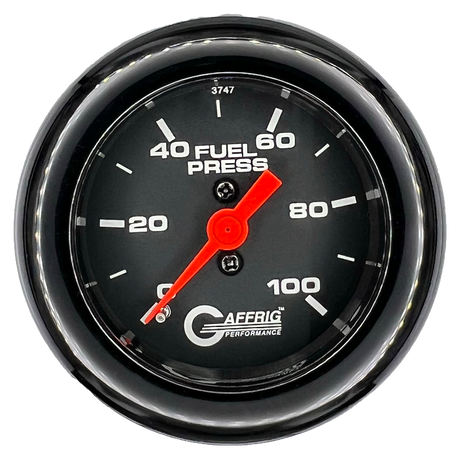 GAFFRIG 2 INCH MECHANICAL FUEL PRESSURE 0-100 PSI GAUGE FAT RIM (218) / BLACK / BLACK