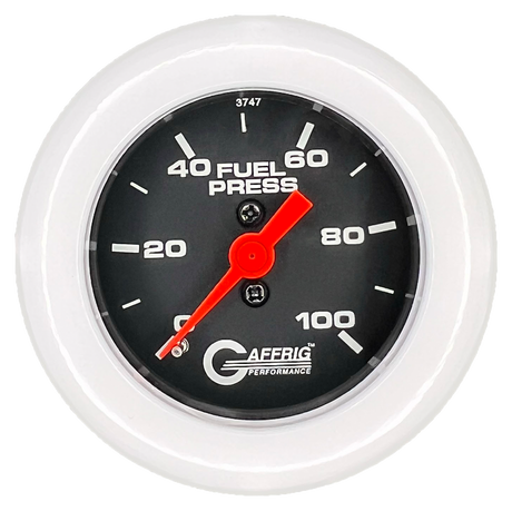 GAFFRIG 2 INCH MECHANICAL FUEL PRESSURE 0-100 PSI GAUGE FAT RIM (218) / WHITE / BLACK