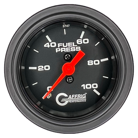 GAFFRIG 2 INCH MECHANICAL FUEL PRESSURE 0-100 PSI GAUGE STEP RIM (002) / BLACK / BLACK