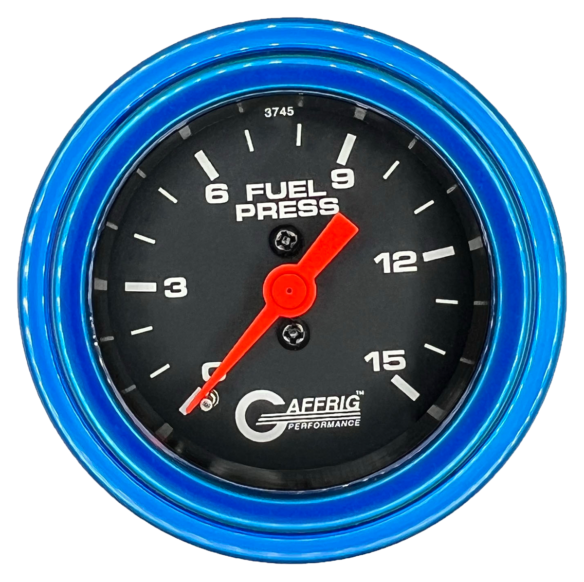 GAFFRIG 2 INCH MECHANICAL FUEL PRESSURE 0-015 PSI GAUGE STEP RIM (002) / BLUE / BLACK