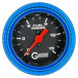 GAFFRIG 2 INCH MECHANICAL FUEL PRESSURE 0-015 PSI GAUGE STEP RIM (002) / BLUE / BLACK