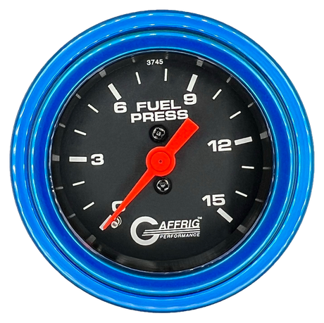 GAFFRIG 2 INCH MECHANICAL FUEL PRESSURE 0-015 PSI GAUGE STEP RIM (002) / BLUE / BLACK