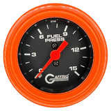 GAFFRIG 2 INCH MECHANICAL FUEL PRESSURE 0-015 PSI GAUGE STEP RIM (002) / ORANGE / BLACK