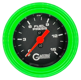 GAFFRIG 2 INCH MECHANICAL FUEL PRESSURE 0-015 PSI GAUGE STEP RIM (002) / LIME GREEN / BLACK