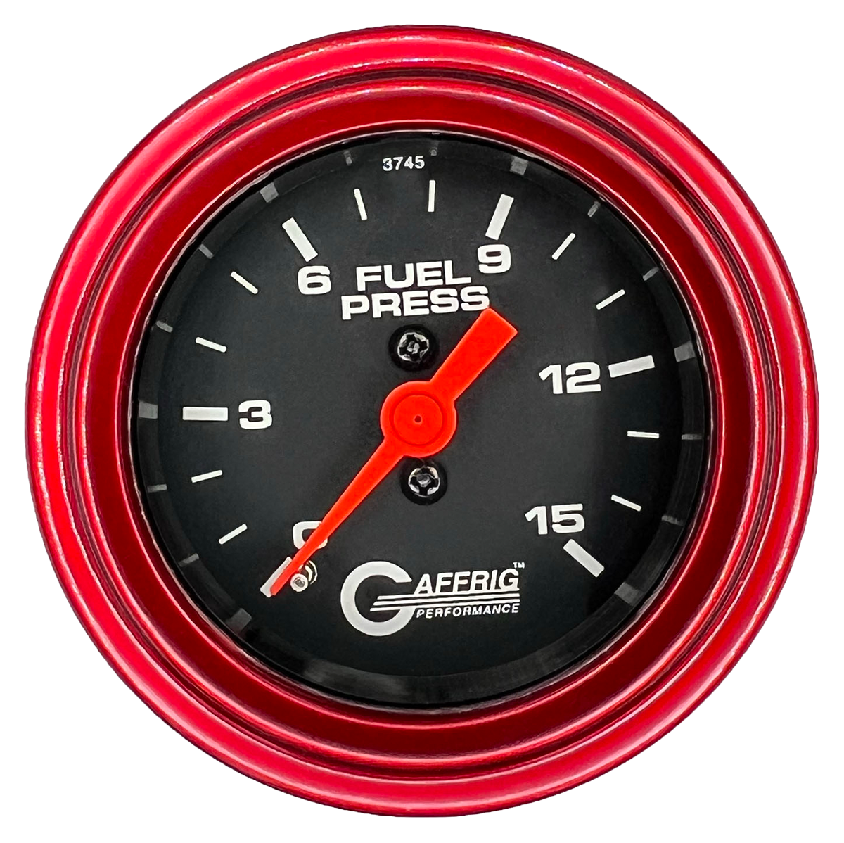 GAFFRIG 2 INCH MECHANICAL FUEL PRESSURE 0-015 PSI GAUGE STEP RIM (002) / RED / BLACK