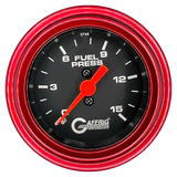 GAFFRIG 2 INCH MECHANICAL FUEL PRESSURE 0-015 PSI GAUGE STEP RIM (002) / RED / BLACK