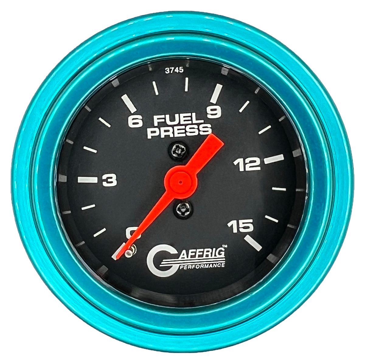 GAFFRIG 2 INCH MECHANICAL FUEL PRESSURE 0-015 PSI GAUGE STEP RIM (002) / TEAL / BLACK