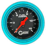 GAFFRIG 2 INCH MECHANICAL FUEL PRESSURE 0-015 PSI GAUGE STEP RIM (002) / TEAL / BLACK