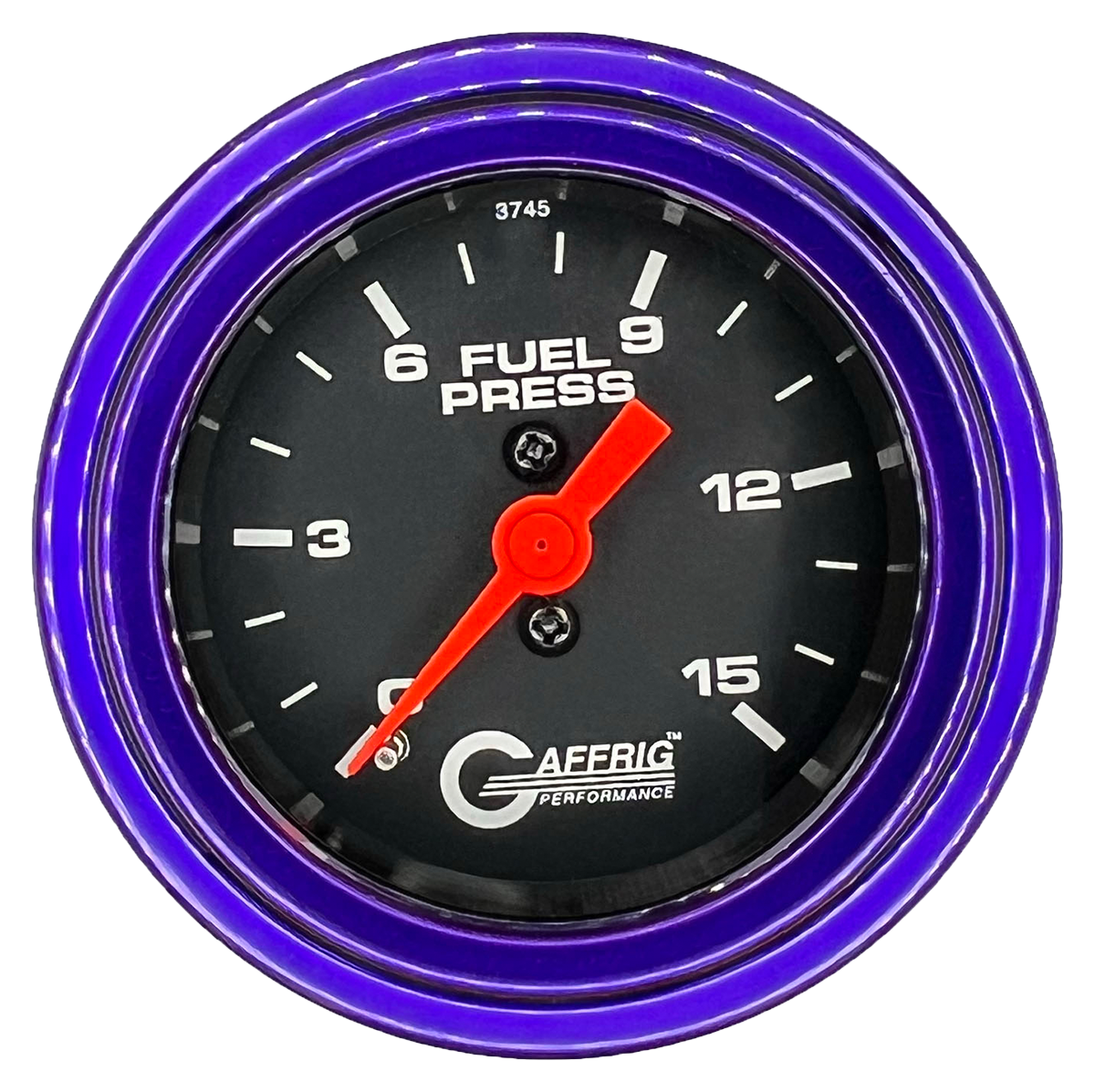 GAFFRIG 2 INCH MECHANICAL FUEL PRESSURE 0-015 PSI GAUGE STEP RIM (002) / PURPLE / BLACK