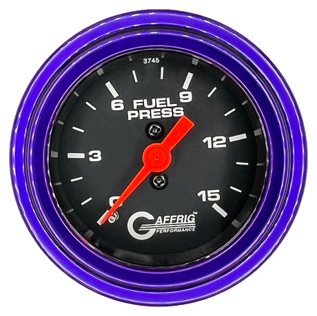 GAFFRIG 2 INCH MECHANICAL FUEL PRESSURE 0-015 PSI GAUGE STEP RIM (002) / PURPLE / BLACK