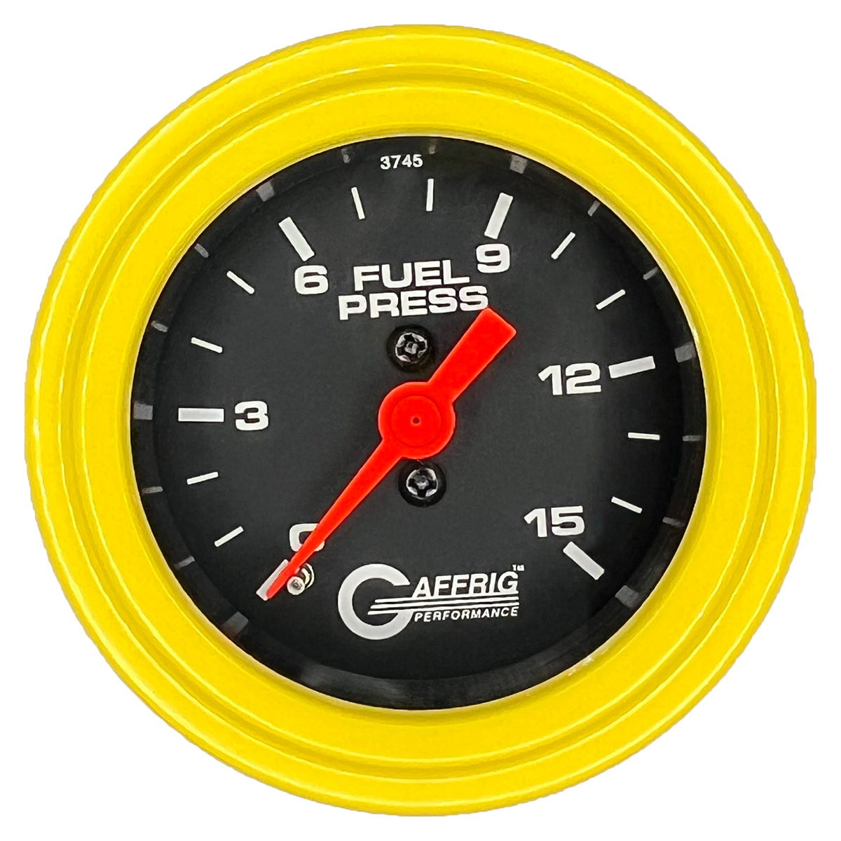 GAFFRIG 2 INCH MECHANICAL FUEL PRESSURE 0-015 PSI GAUGE STEP RIM (002) / YELLOW / BLACK