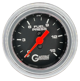 GAFFRIG 2 INCH MECHANICAL FUEL PRESSURE 0-015 PSI GAUGE STEP RIM (002) / CHROME/POLISHED / BLACK