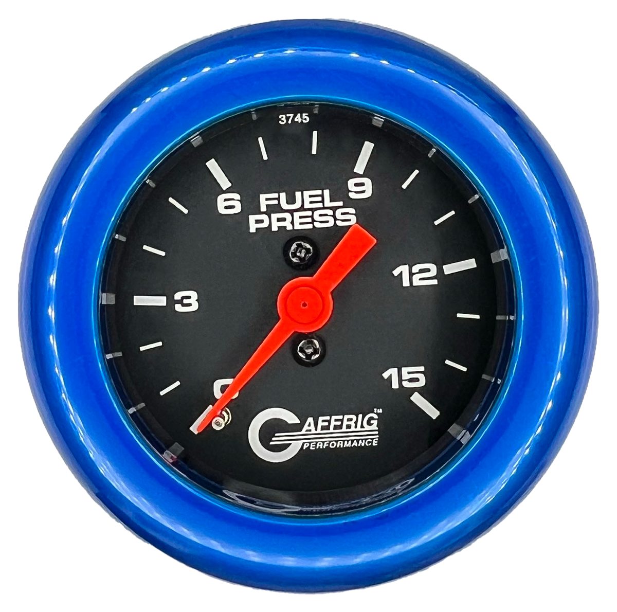 GAFFRIG 2 INCH MECHANICAL FUEL PRESSURE 0-015 PSI GAUGE FAT RIM (218) / BLUE / BLACK