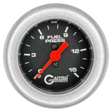 GAFFRIG 2 INCH MECHANICAL FUEL PRESSURE 0-015 PSI GAUGE FAT RIM (218) / PLATINUM / BLACK