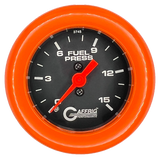 GAFFRIG 2 INCH MECHANICAL FUEL PRESSURE 0-015 PSI GAUGE FAT RIM (218) / ORANGE / BLACK