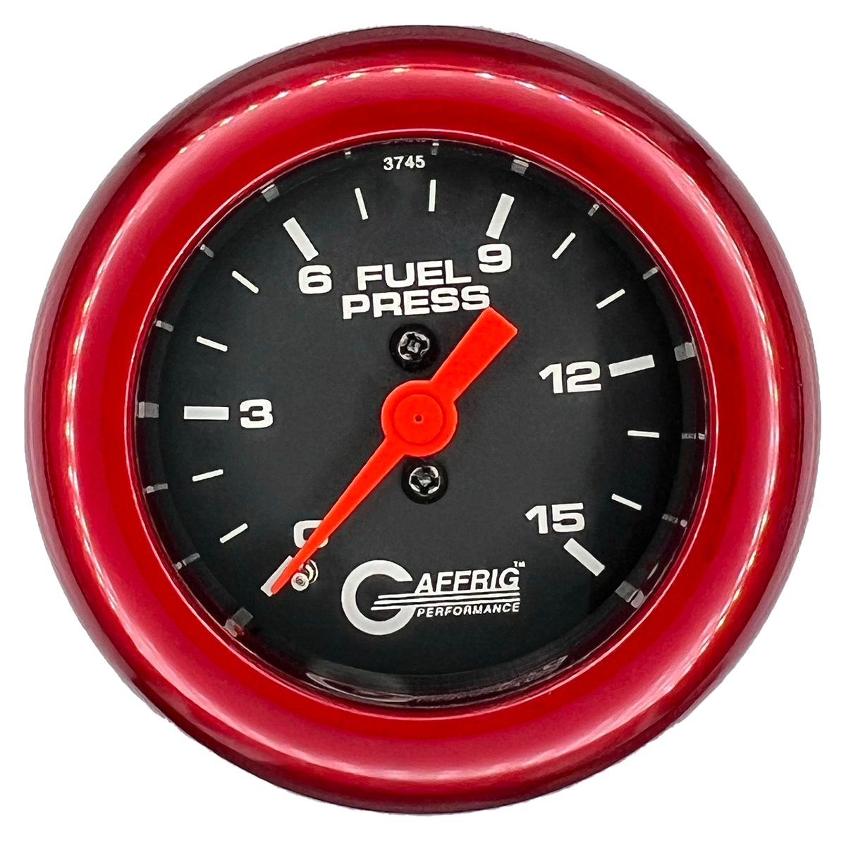 GAFFRIG 2 INCH MECHANICAL FUEL PRESSURE 0-015 PSI GAUGE FAT RIM (218) / RED / BLACK