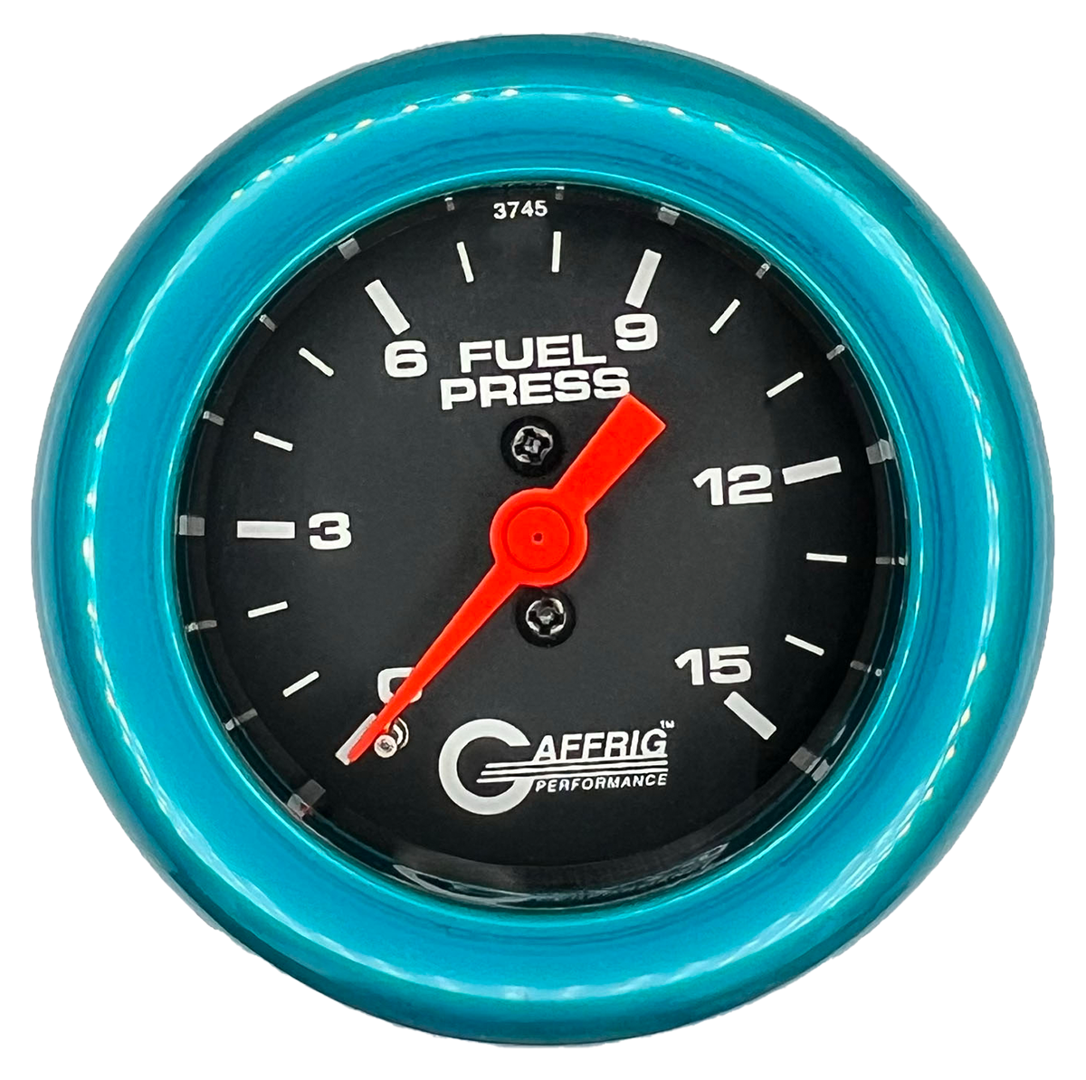 GAFFRIG 2 INCH MECHANICAL FUEL PRESSURE 0-015 PSI GAUGE FAT RIM (218) / TEAL / BLACK