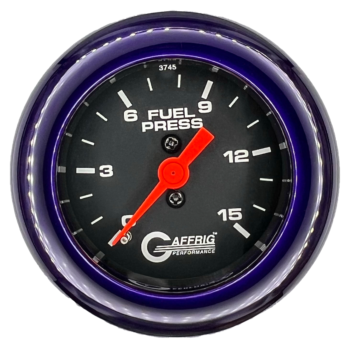 GAFFRIG 2 INCH MECHANICAL FUEL PRESSURE 0-015 PSI GAUGE FAT RIM (218) / PURPLE / BLACK