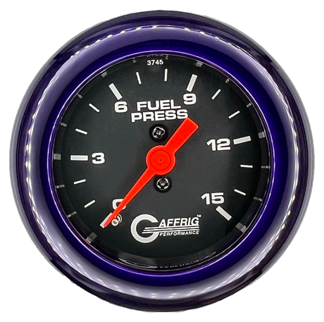 GAFFRIG 2 INCH MECHANICAL FUEL PRESSURE 0-015 PSI GAUGE FAT RIM (218) / PURPLE / BLACK