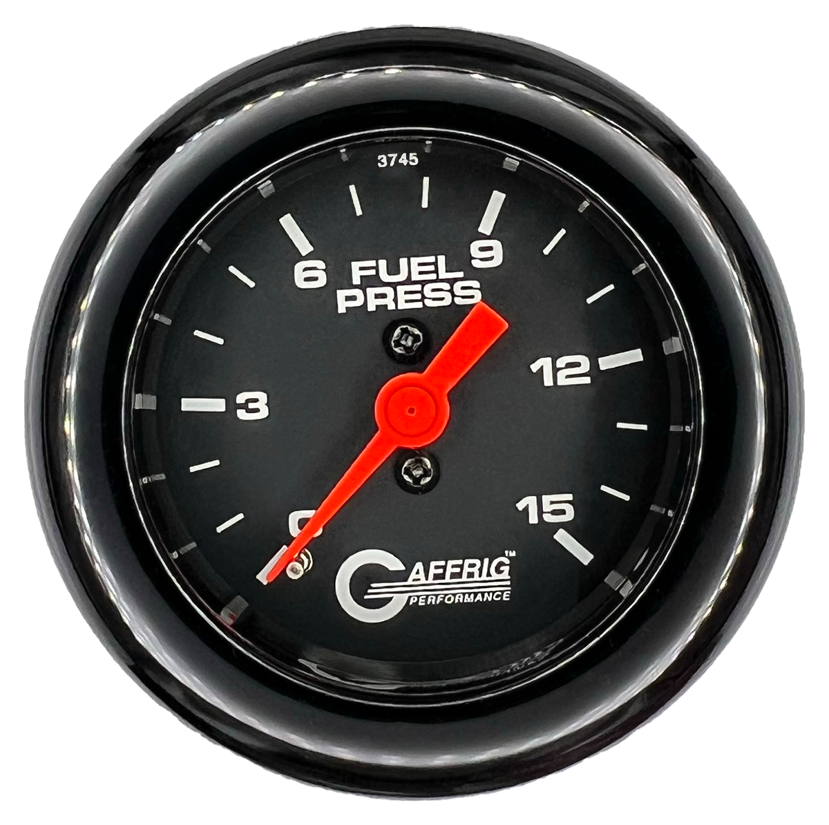 GAFFRIG 2 INCH MECHANICAL FUEL PRESSURE 0-015 PSI GAUGE FAT RIM (218) / BLACK / BLACK