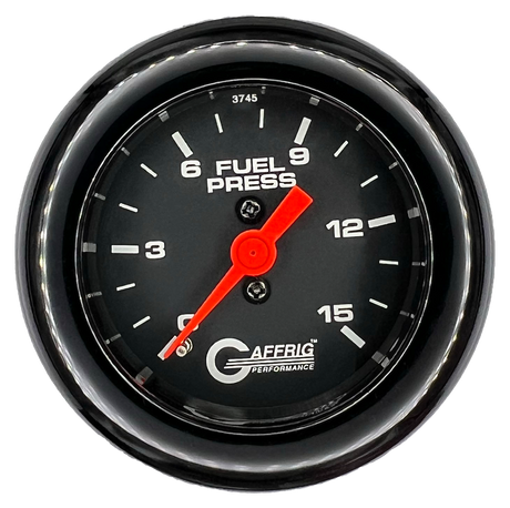 GAFFRIG 2 INCH MECHANICAL FUEL PRESSURE 0-015 PSI GAUGE FAT RIM (218) / BLACK / BLACK