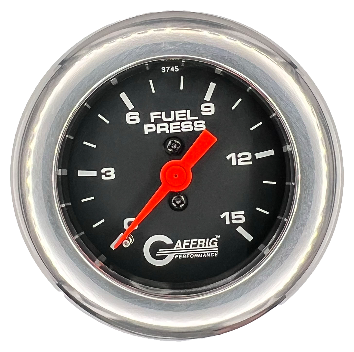 GAFFRIG 2 INCH MECHANICAL FUEL PRESSURE 0-015 PSI GAUGE FAT RIM (218) / CHROME/POLISHED / BLACK