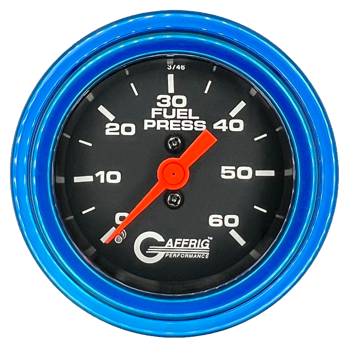 GAFFRIG 2 INCH MECHANICAL FUEL PRESSURE GAUGE 0-60 PSI GAUGE STEP RIM (002) / BLUE / BLACK