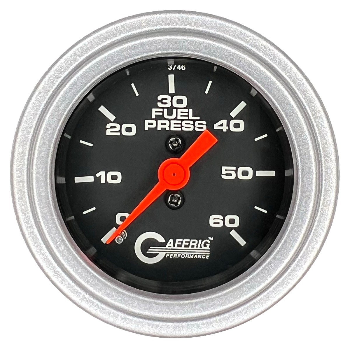 GAFFRIG 2 INCH MECHANICAL FUEL PRESSURE GAUGE 0-60 PSI GAUGE STEP RIM (002) / PLATINUM / BLACK