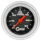 GAFFRIG 2 INCH MECHANICAL FUEL PRESSURE GAUGE 0-60 PSI GAUGE STEP RIM (002) / PLATINUM / BLACK