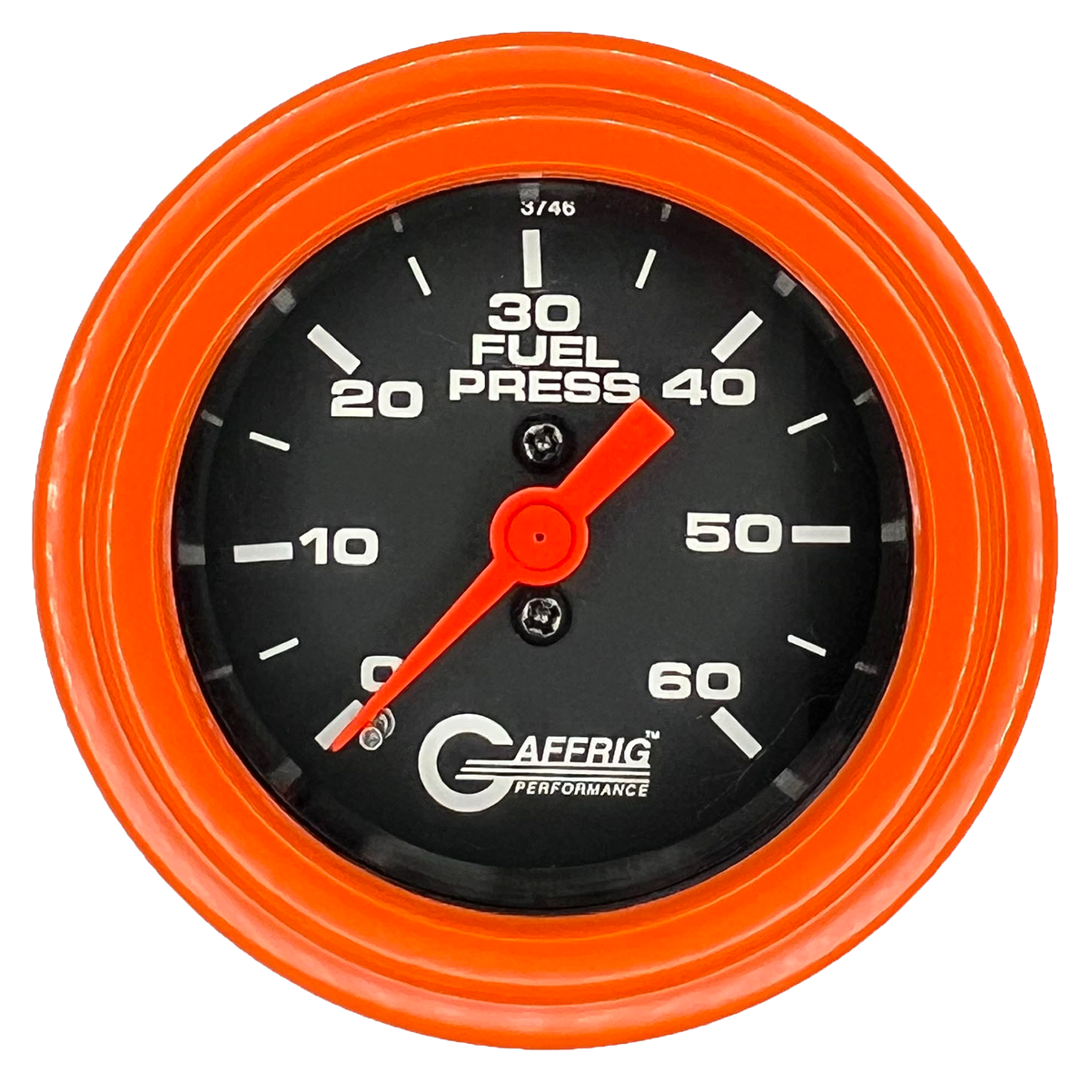 GAFFRIG 2 INCH MECHANICAL FUEL PRESSURE GAUGE 0-60 PSI GAUGE STEP RIM (002) / ORANGE / BLACK