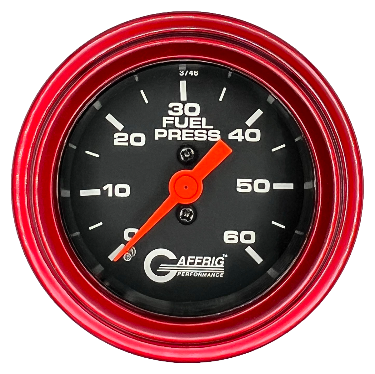 GAFFRIG 2 INCH MECHANICAL FUEL PRESSURE GAUGE 0-60 PSI GAUGE STEP RIM (002) / RED / BLACK