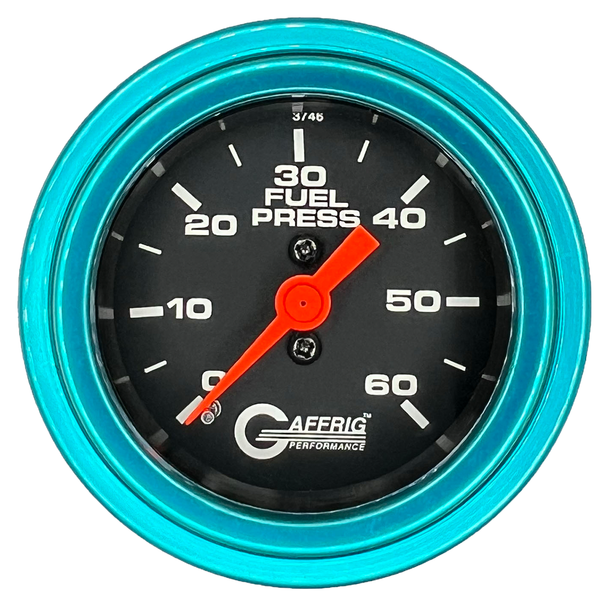 GAFFRIG 2 INCH MECHANICAL FUEL PRESSURE GAUGE 0-60 PSI GAUGE STEP RIM (002) / TEAL / BLACK