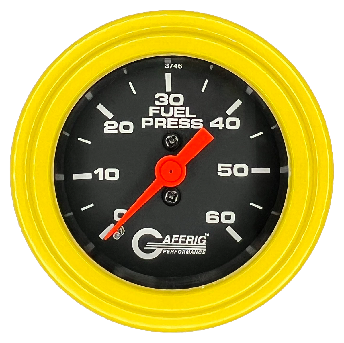 GAFFRIG 2 INCH MECHANICAL FUEL PRESSURE GAUGE 0-60 PSI GAUGE STEP RIM (002) / YELLOW / BLACK