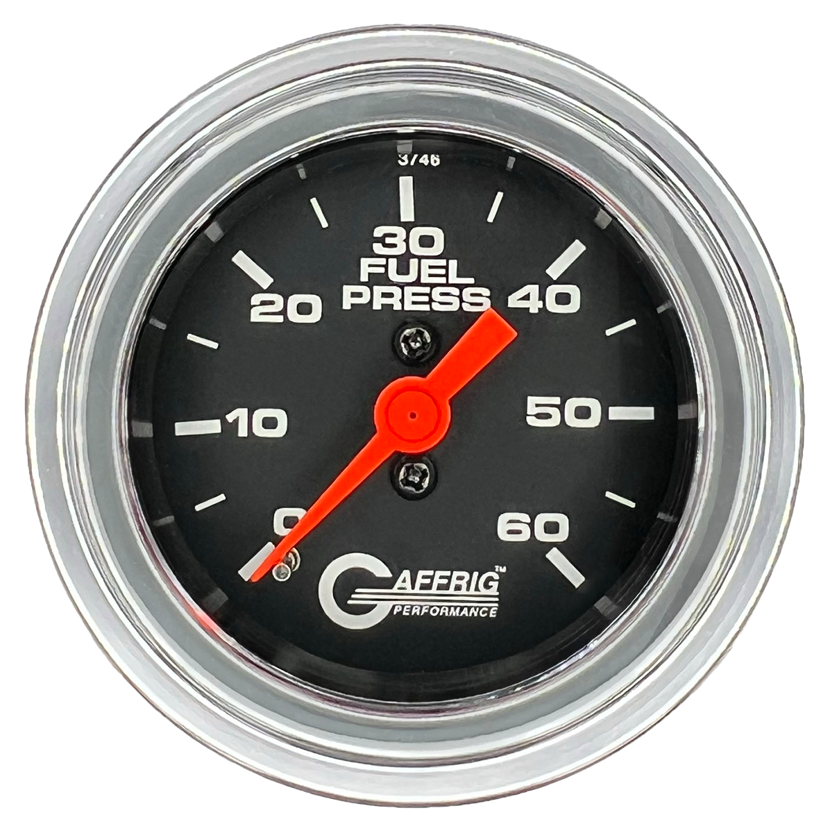 GAFFRIG 2 INCH MECHANICAL FUEL PRESSURE GAUGE 0-60 PSI GAUGE STEP RIM (002) / CHROME/POLISHED / BLACK