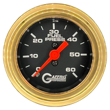 GAFFRIG 2 INCH MECHANICAL FUEL PRESSURE GAUGE 0-60 PSI GAUGE STEP RIM (002) / GOLD / BLACK