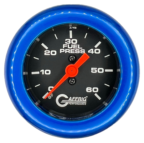 GAFFRIG 2 INCH MECHANICAL FUEL PRESSURE GAUGE 0-60 PSI GAUGE FAT RIM (218) / BLUE / BLACK