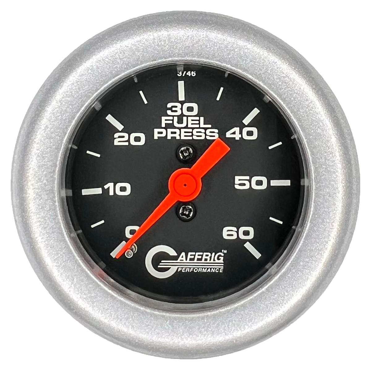 GAFFRIG 2 INCH MECHANICAL FUEL PRESSURE GAUGE 0-60 PSI GAUGE FAT RIM (218) / PLATINUM / BLACK