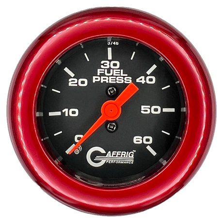 GAFFRIG 2 INCH MECHANICAL FUEL PRESSURE GAUGE 0-60 PSI GAUGE FAT RIM (218) / RED / BLACK