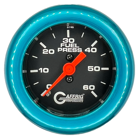 GAFFRIG 2 INCH MECHANICAL FUEL PRESSURE GAUGE 0-60 PSI GAUGE FAT RIM (218) / TEAL / BLACK