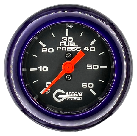 GAFFRIG 2 INCH MECHANICAL FUEL PRESSURE GAUGE 0-60 PSI GAUGE FAT RIM (218) / PURPLE / BLACK