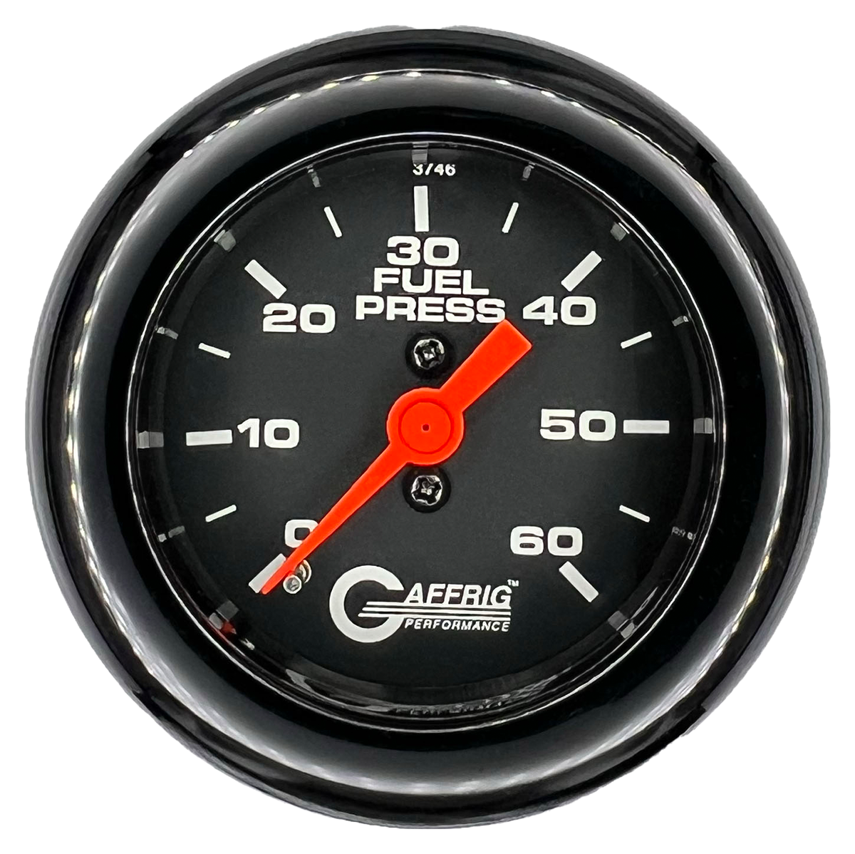 GAFFRIG 2 INCH MECHANICAL FUEL PRESSURE GAUGE 0-60 PSI GAUGE FAT RIM (218) / BLACK / BLACK