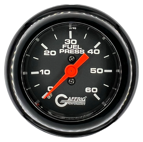 GAFFRIG 2 INCH MECHANICAL FUEL PRESSURE GAUGE 0-60 PSI GAUGE FAT RIM (218) / BLACK / BLACK