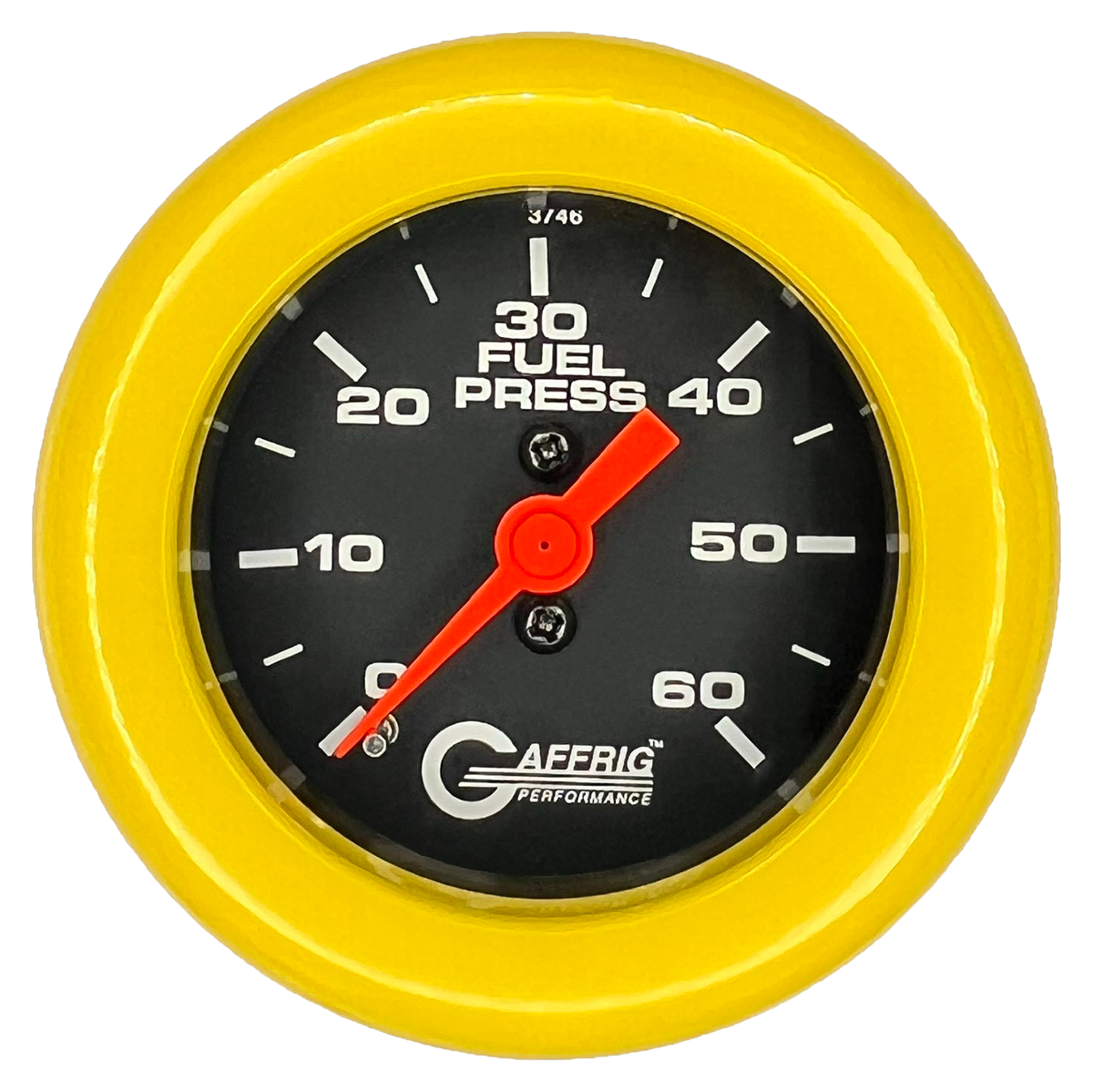 GAFFRIG 2 INCH MECHANICAL FUEL PRESSURE GAUGE 0-60 PSI GAUGE FAT RIM (218) / YELLOW / BLACK